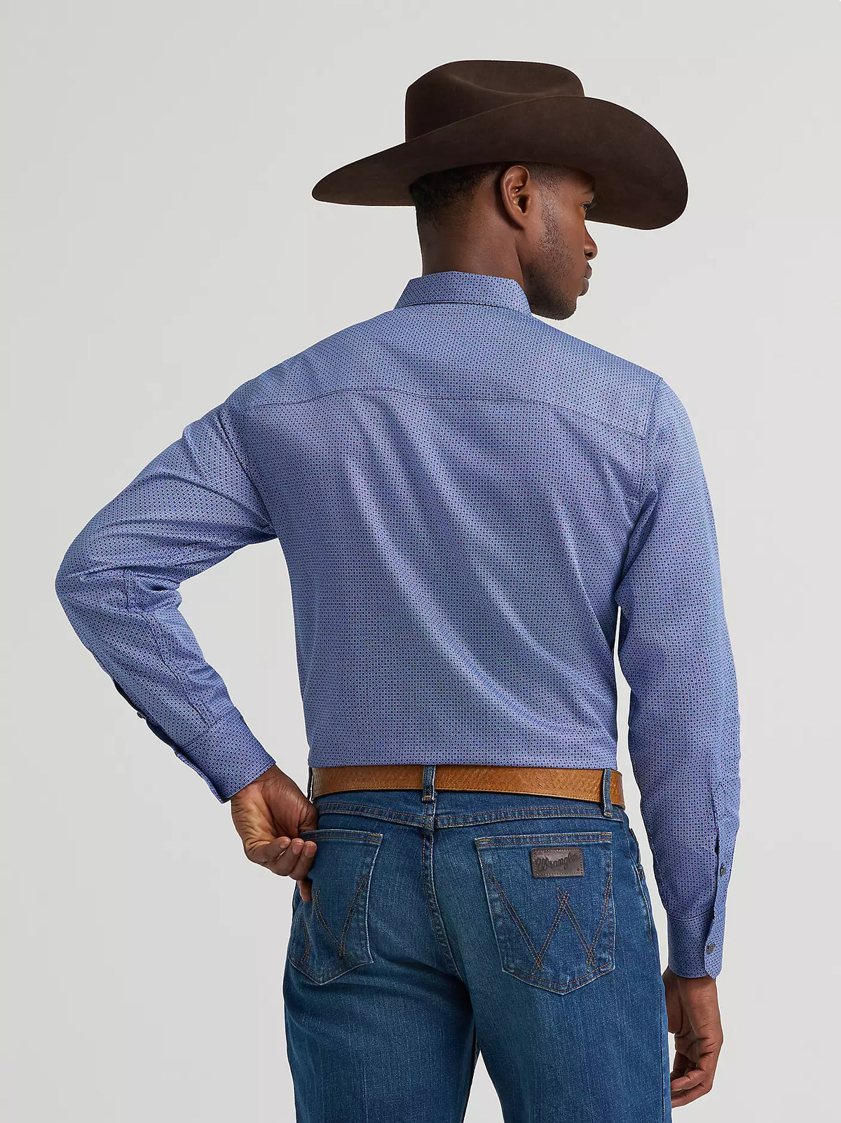 Wrangler Sky Microgrid Men's Cody Johnson One Pocket Button Down Shirt