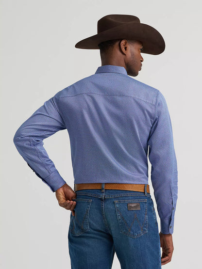 Wrangler Sky Microgrid Men's Cody Johnson One Pocket Button Down Shirt