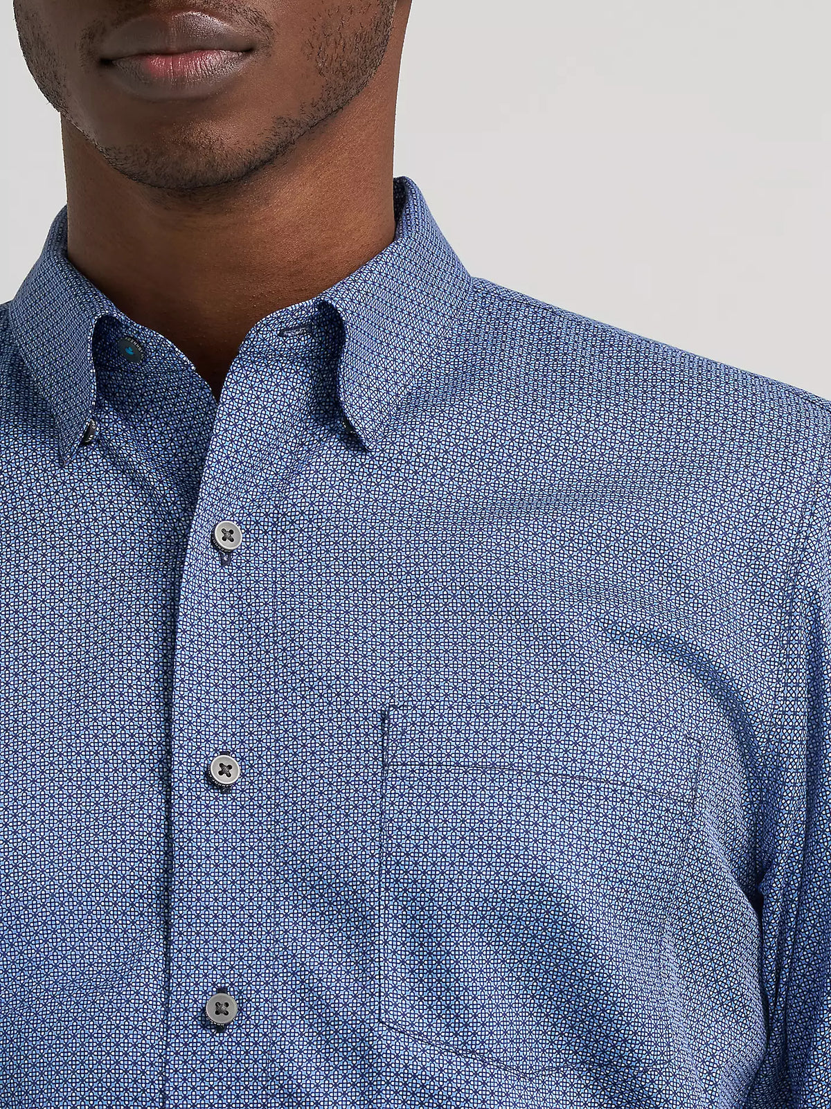 Wrangler Sky Microgrid Men's Cody Johnson One Pocket Button Down Shirt