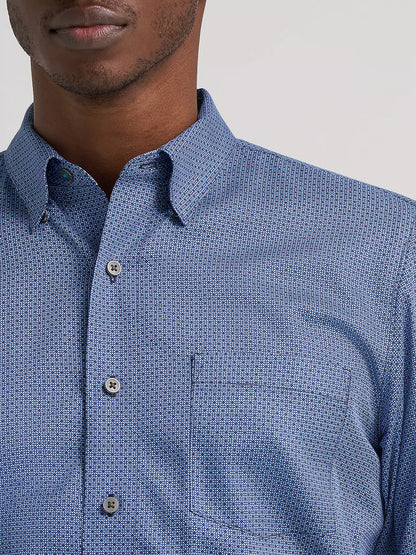 Wrangler Sky Microgrid Men's Cody Johnson One Pocket Button Down Shirt