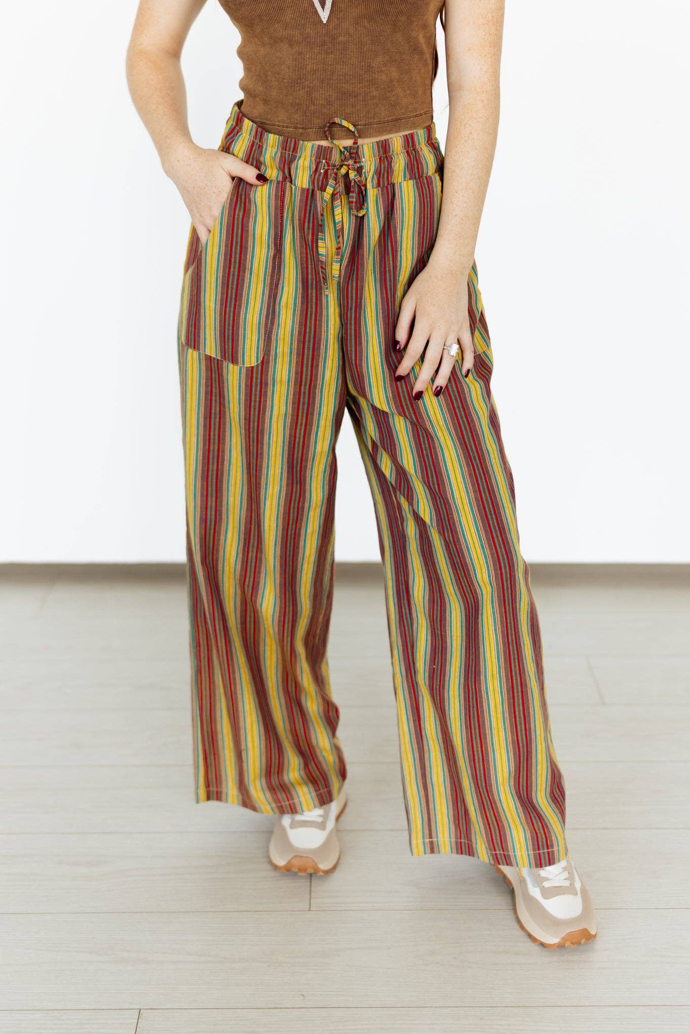 Turquoise Haven Olive Vintage Stripe Pants