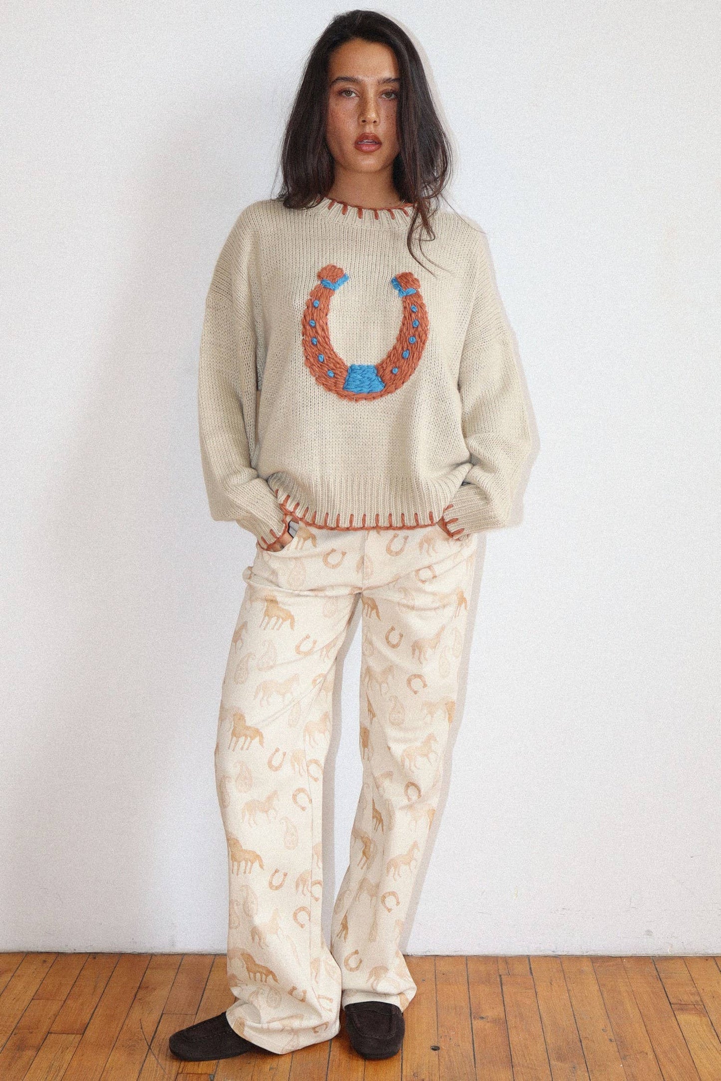 Bailey Rose Horseshoe Stitch Oversized Sweater