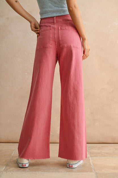 Straight Wide Leg Denim Pants
