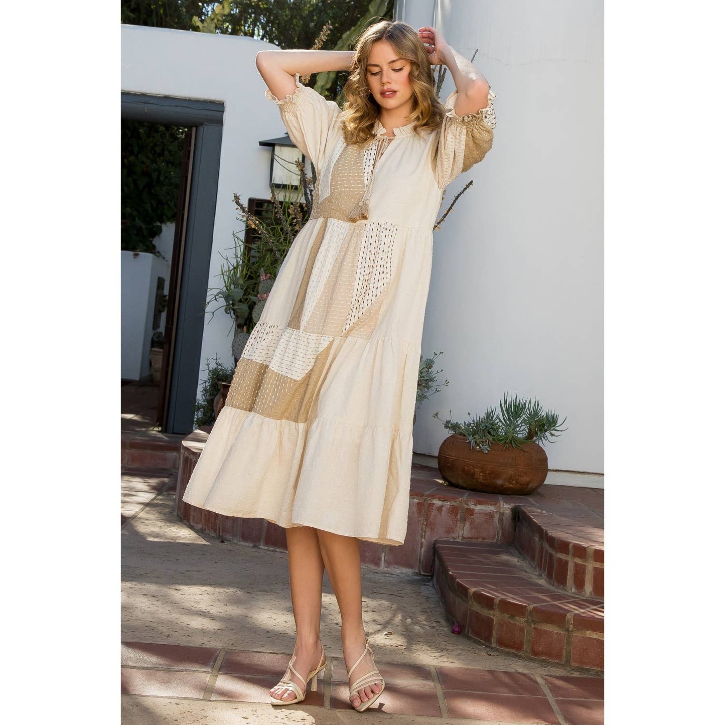 Hand Embroidered Patchwork Midi Dress