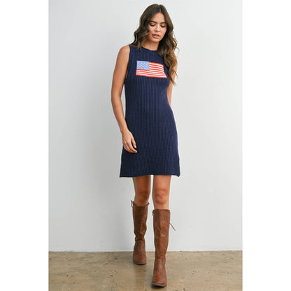 American Flag Sleeveless Knit Dress