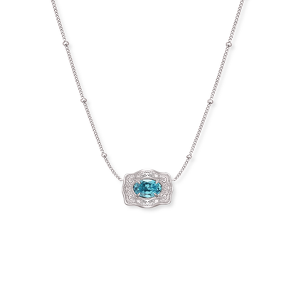 Silver Belt Buckle Birthstone Necklace