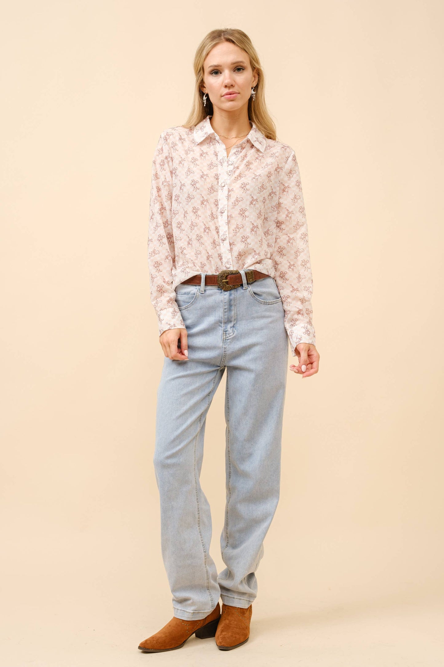 Chiffon Western Print Blouse