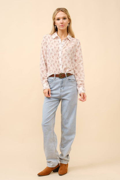 Chiffon Western Print Blouse