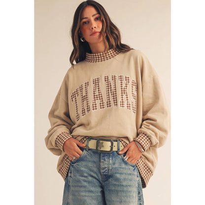 Vintage Thanks Gingham Patch Pullover