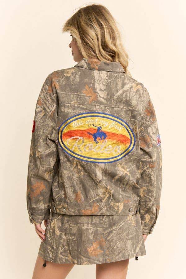 Dave & Dani Cropped Camo Jacket