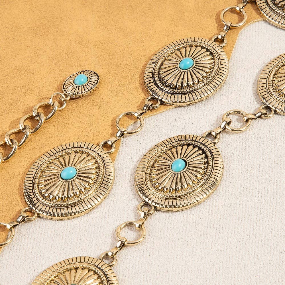 Ornate Western Concho Disc Chain Belt