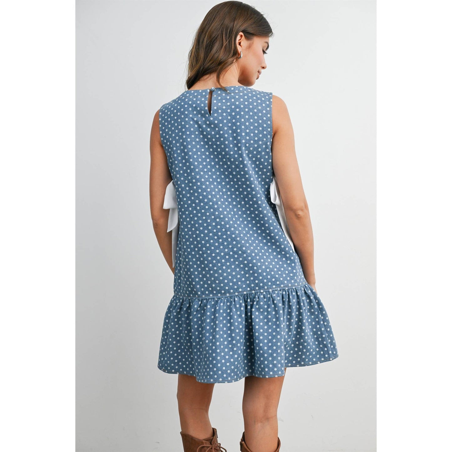 Blue Polka Dot Ruffle Dress