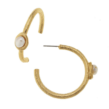Susan Shaw Gold Mini Pearl Hoops