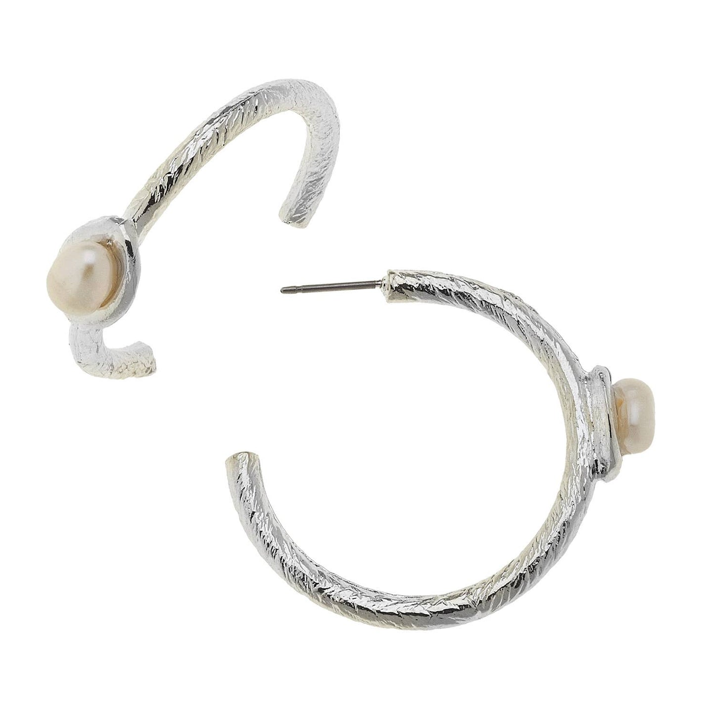 Susan Shaw Silver Mini Pearl Hoops