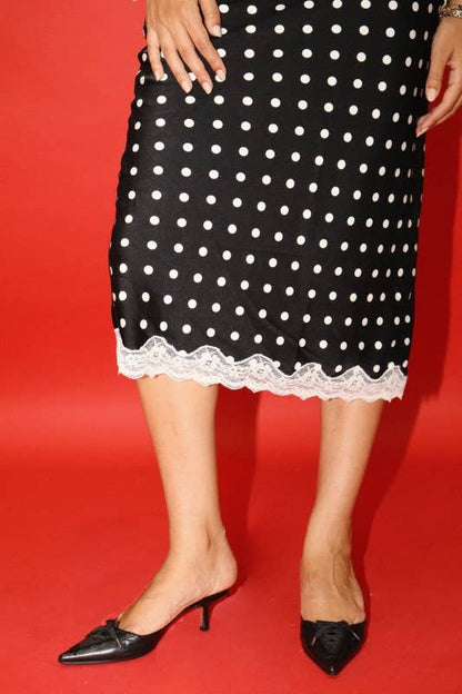 Polka Dot Lace Midi Skirt