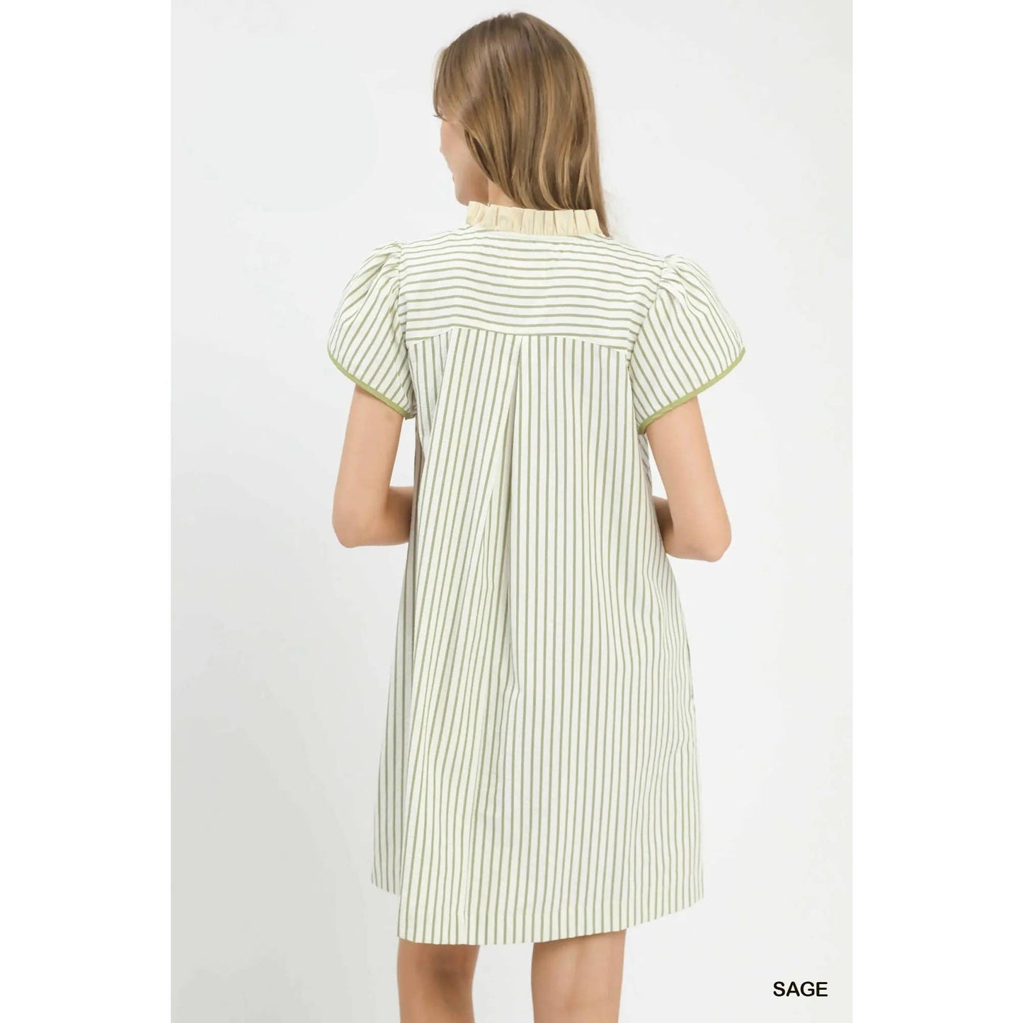 Striped Floral Applique Shift Dress