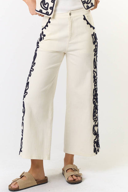 Cord Detailed Denim Pant