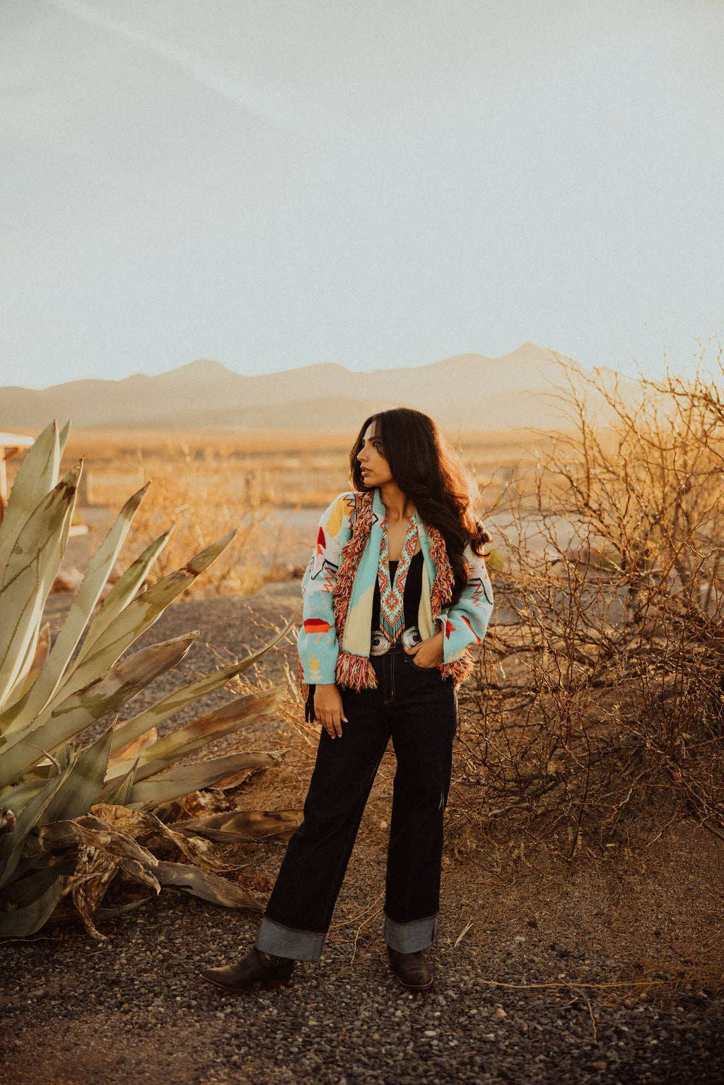 Turquoise Haven Red Aztec Fringe Cardi