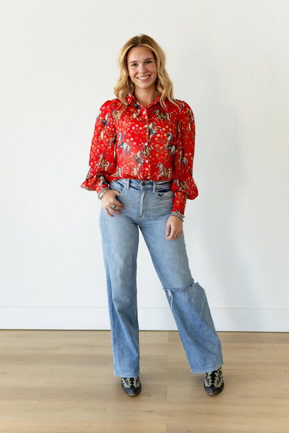 Red Cowboy Blouse