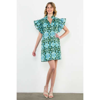 Ruffle Sleeve Print Dress