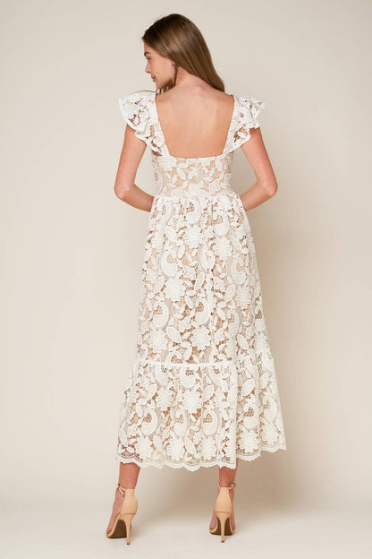 White Lace Midi Dress