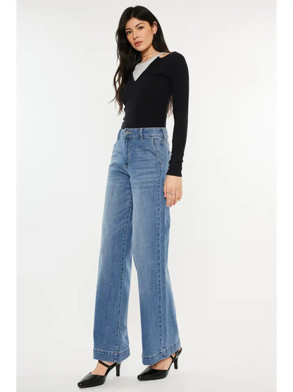 KanCan Bertha High Rise Trouser Wide Leg Jeans