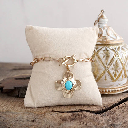 PennyLine Inc. Turquoise Pearl Cross Toggle Bracelet – Sunlit Cross