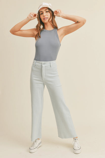 Straight Wide Leg Denim Pants