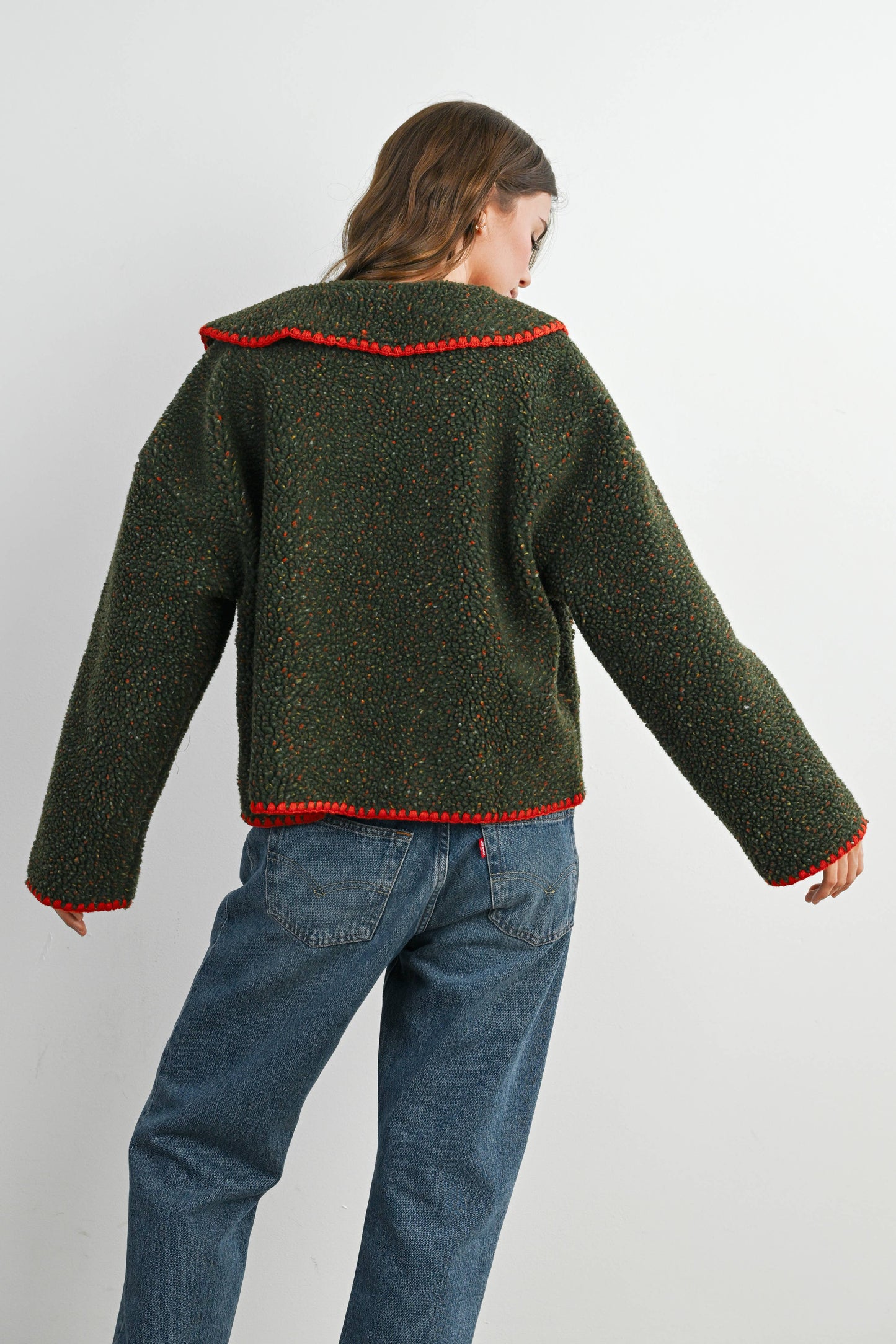 Buttoned Fleece Puffer Jacket