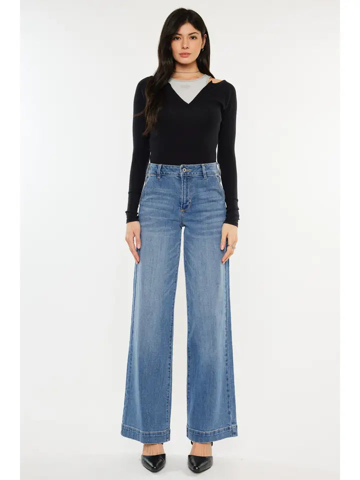 KanCan Bertha High Rise Trouser Wide Leg Jeans