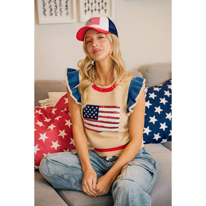 American Flag Knit Top