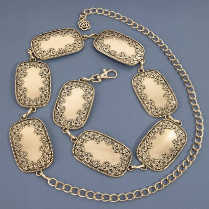 Rectangle Concho Chain Belt