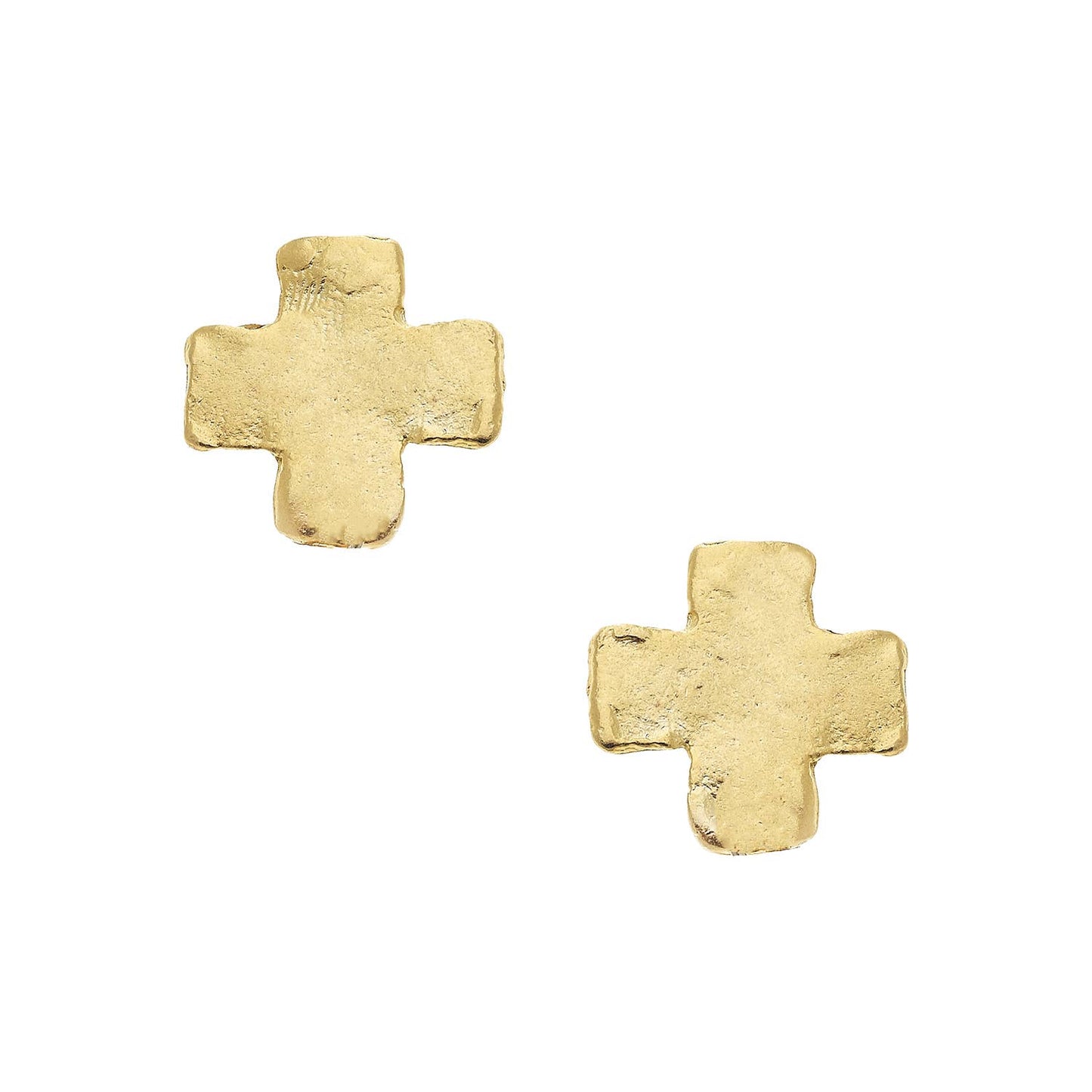 Susan Shaw Mini Gold Square Cross Studs