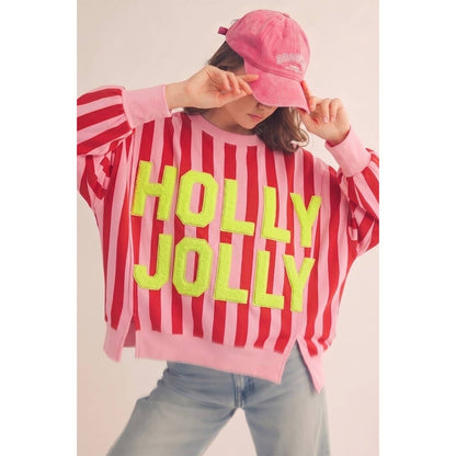 Holly Jolly Striped Sweatshirt