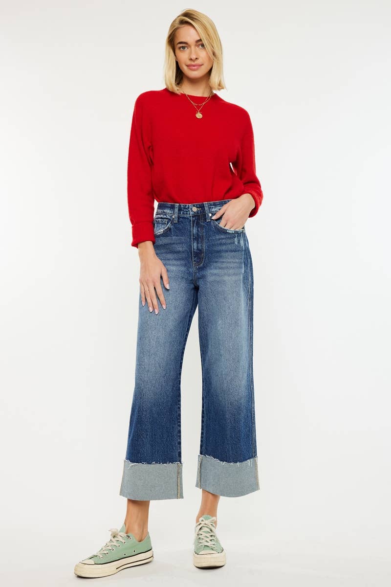 KanCan Lynn 90’S Cropped Wide Leg Jeans