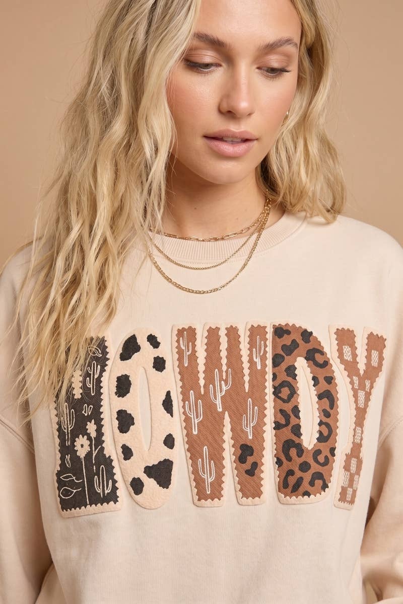 J.NNA The "Howdy" Multi-Pattern Graphic Sweatshirt