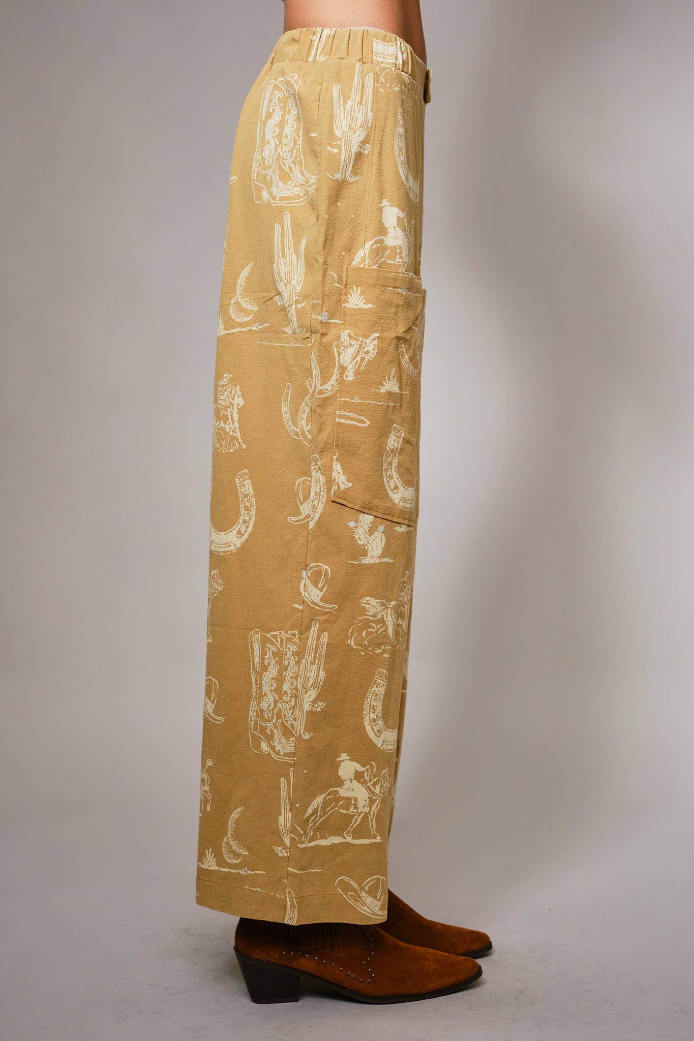 Western Motif Wide Leg Pants