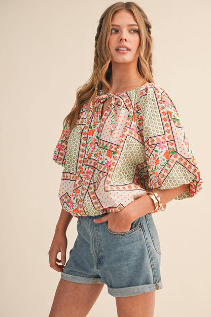 Floral Print Bubble Top