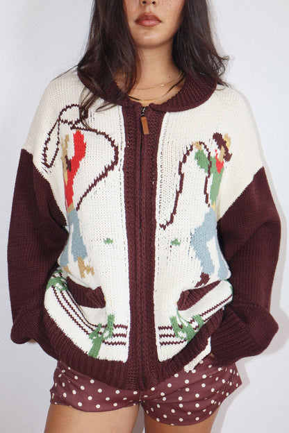 Bailey Rose Cowgirl Knit Zip-Up Cardigan