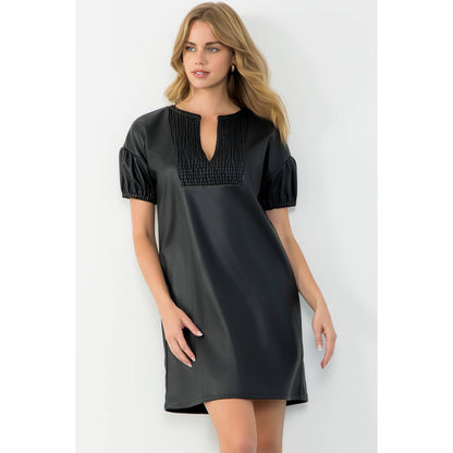 Short Sleeve Leather Dress