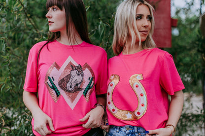 Cowgirl Sequins Embroidery Tee