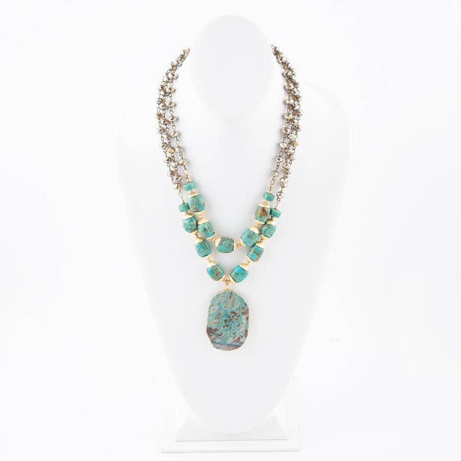 Barse Baron Turquoise Magnesite Pendant Statement Necklace