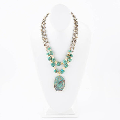 Barse Baron Turquoise Magnesite Pendant Statement Necklace