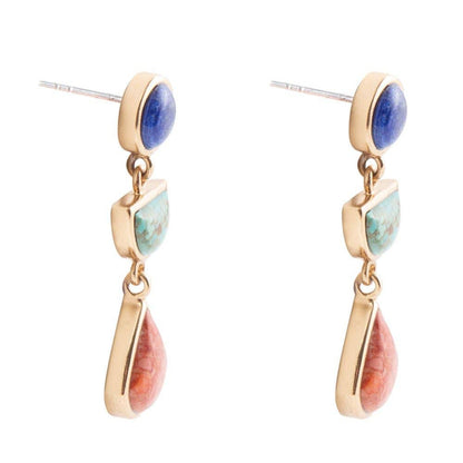 Barse Lapis, Turquoise and Orange Earrings