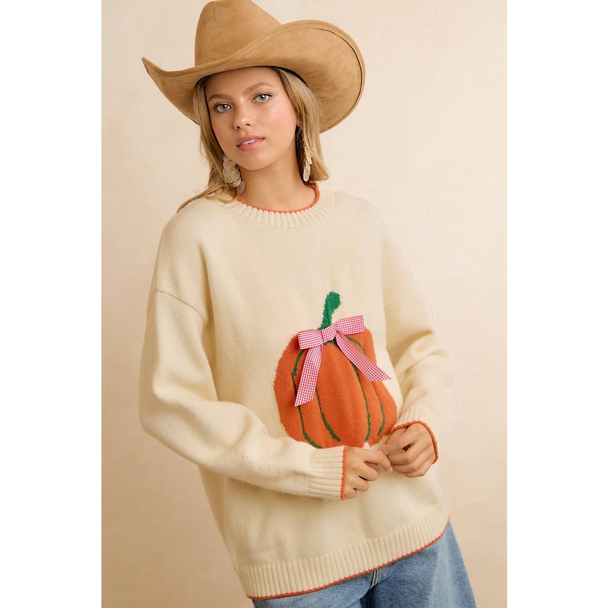 PUMPKIN BOW SWEATER TOP