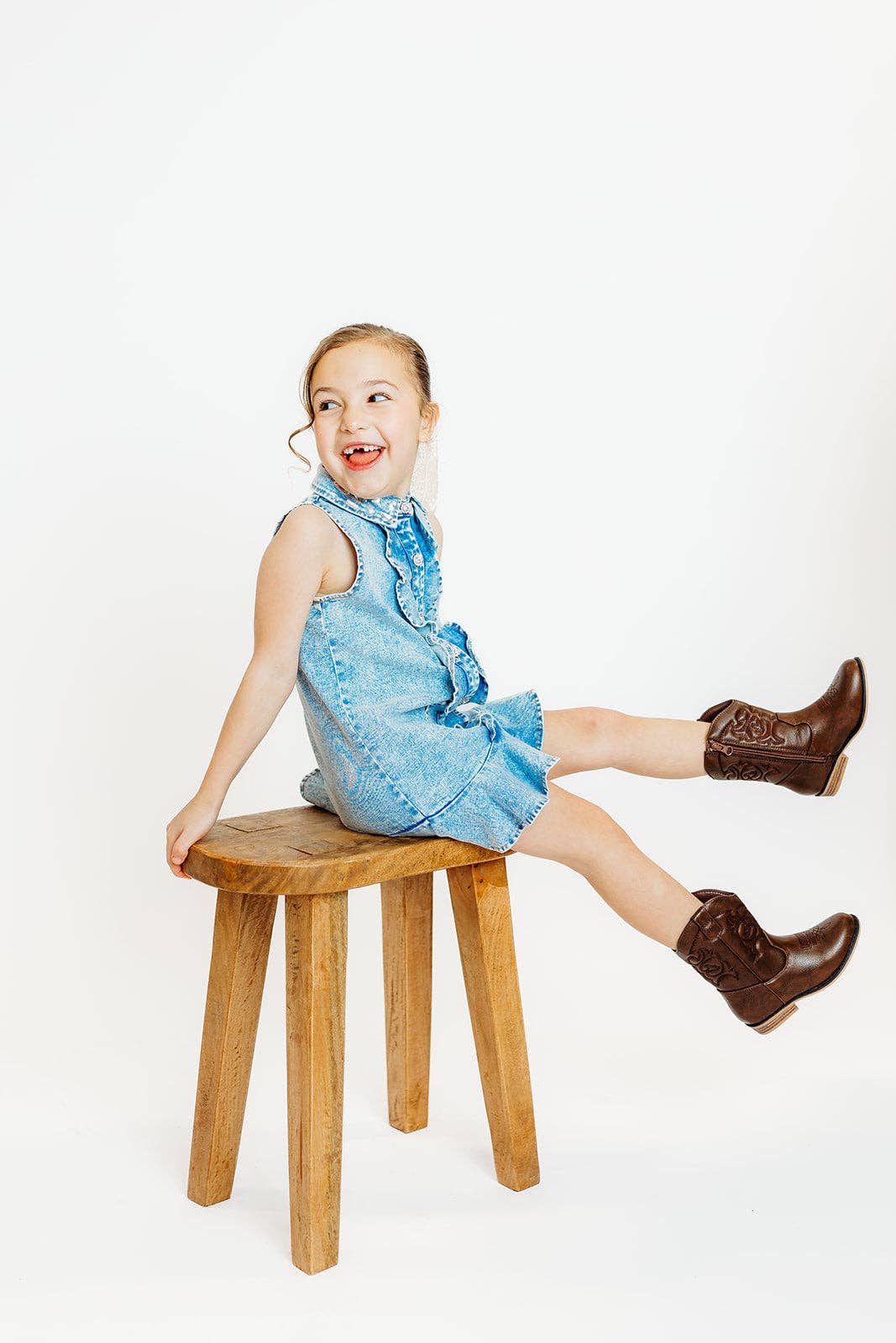 Ruffle Gem Denim Dress