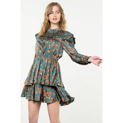 Long Sleeve Floral Tiered Dress