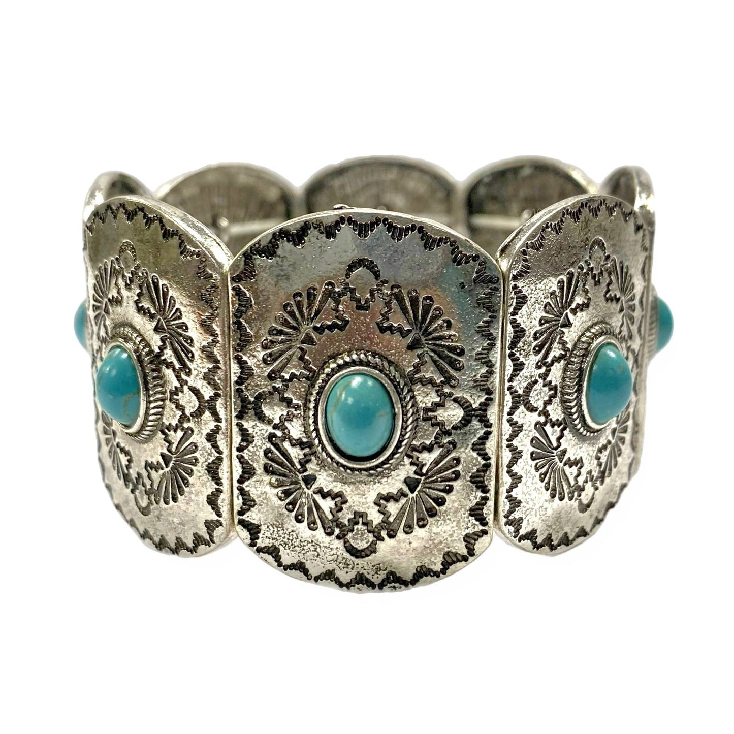 Silver Metal Turquoise Bracelet