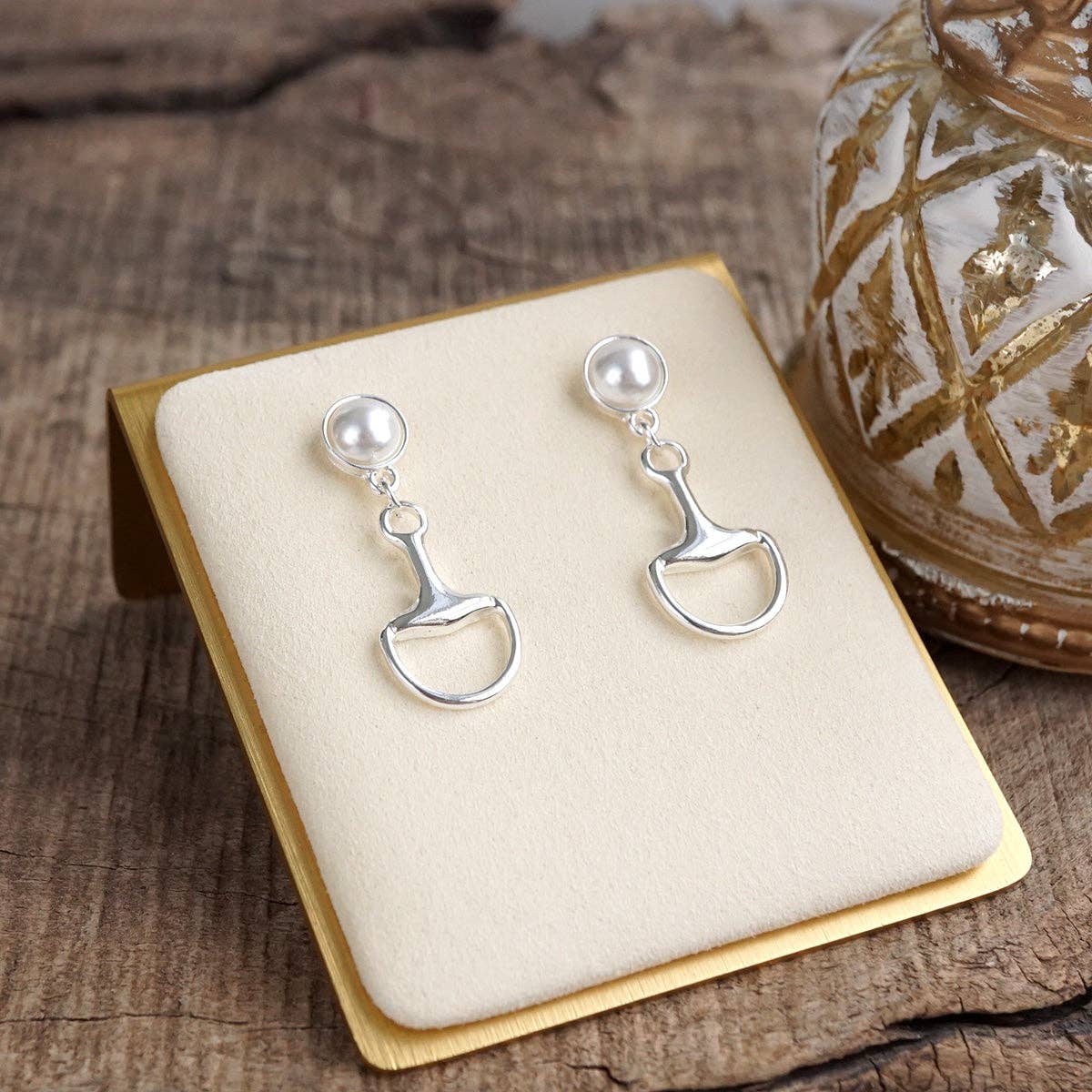 PennyLine Inc. Golden Rein – Pearl Bit Drop Earrings