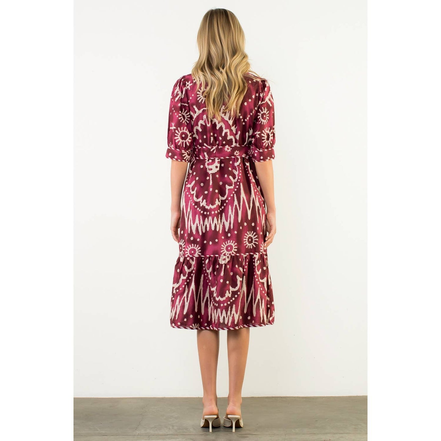 Long Sleeve Print Tiered Dress